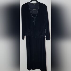 Vintage Black Two-Piece Velvet Dress Set Size 14